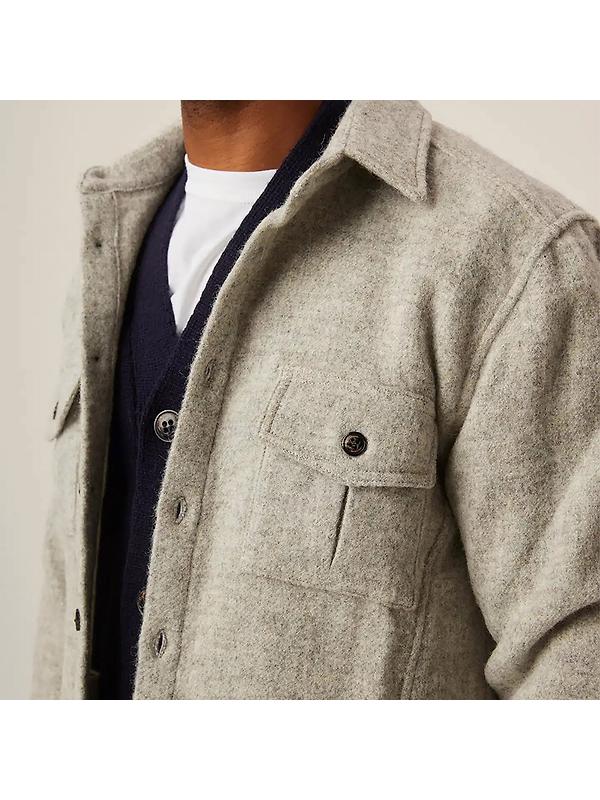 Peregrine Men's Dexter Made In England Overshirt - Light Grey Image 7