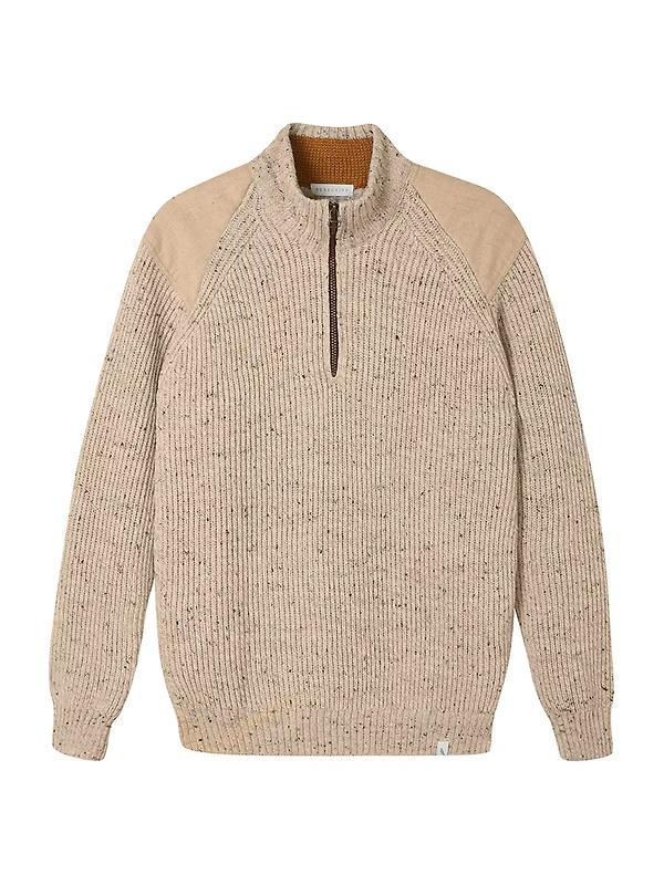 Peregrine Men's Foxton Made In England Quarter Zip Jumper - Oatmeal Product Image