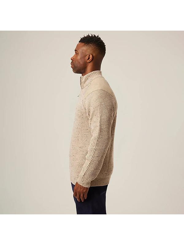 Peregrine Men's Foxton Made In England Quarter Zip Jumper - Oatmeal Image 4
