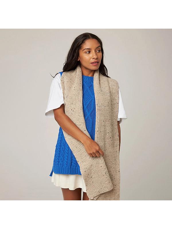 Peregrine Porter Made In England Ribbed Scarf - Oatmeal Image 2