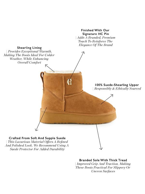 Holland Cooper Women's Shearling Platform Boots - Tan Image 4