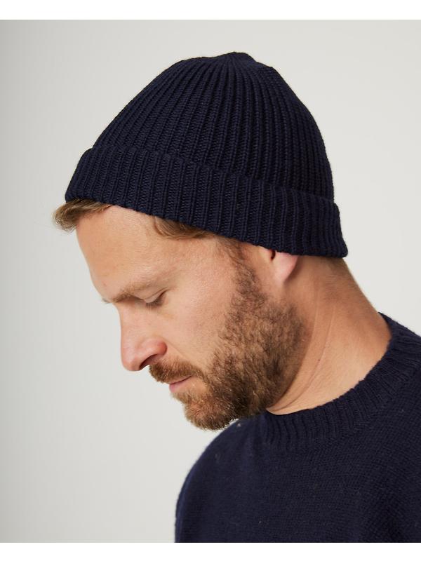 Peregrine Porter Ribbed Beanie - Navy Image 2