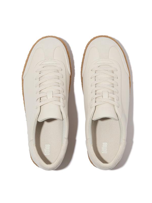FitFlop Women's RALLY T-TOE Leather/Suede Crepe Trainers - Paris Beige Image 2