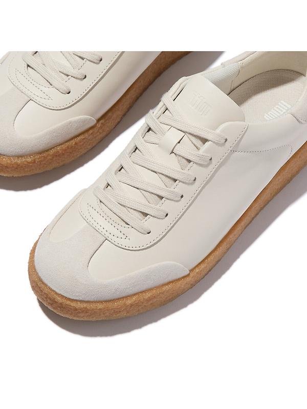 FitFlop Women's RALLY T-TOE Leather/Suede Crepe Trainers - Paris Beige Image 3