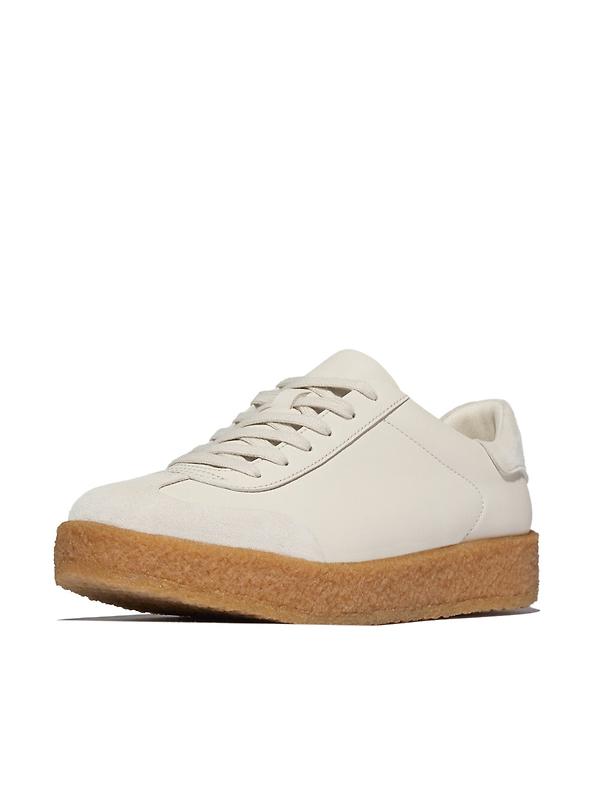 FitFlop Women's RALLY T-TOE Leather/Suede Crepe Trainers - Paris Beige Image 4