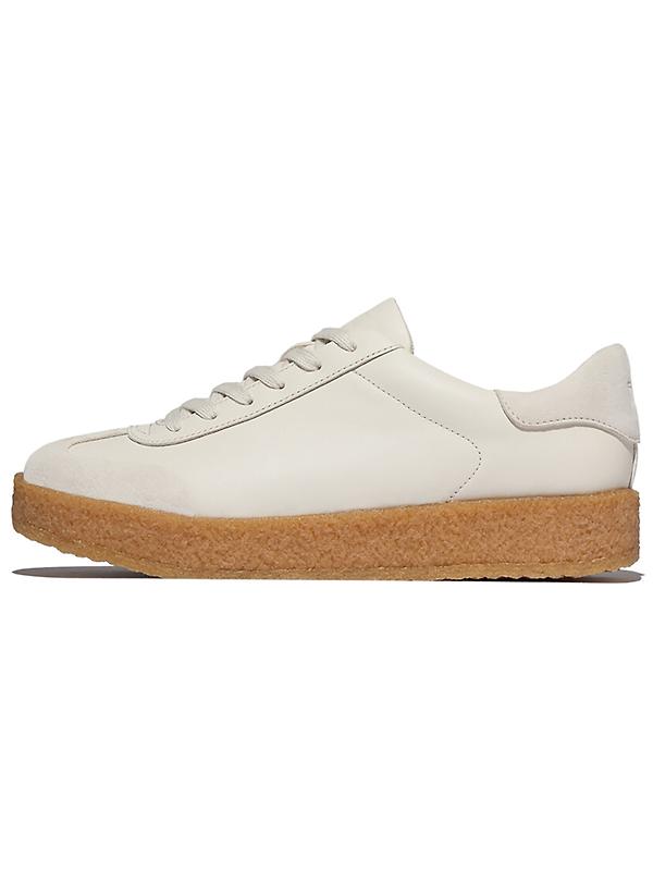 FitFlop Women's RALLY T-TOE Leather/Suede Crepe Trainers - Paris Beige Image 1