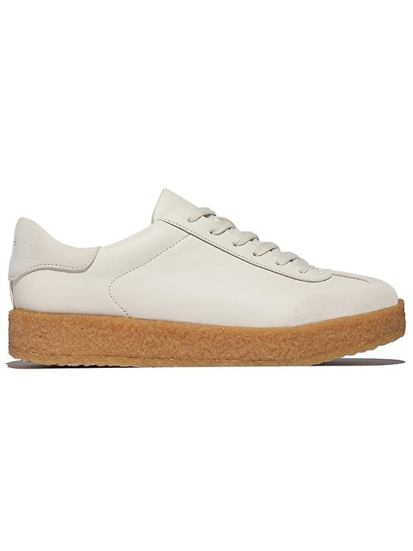 FitFlop Women's RALLY T-TOE Leather/Suede Crepe Trainers - Paris Beige Image 1