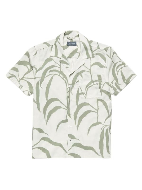 Oliver Sweeney Men's Ravenshead Riviera Cotton Shirt - Khaki Print Product Image