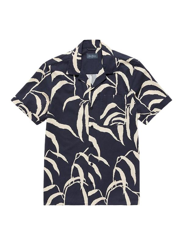 Oliver Sweeney Men's Ravenshead Riviera Cotton Shirt - Navy Print Product Image