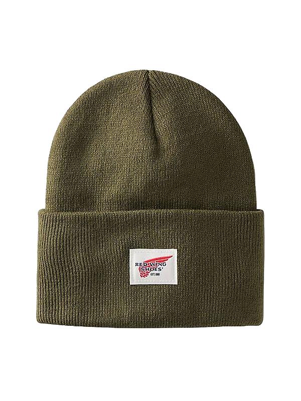 Red Wing Logo Knit Beanie Hat - Army Green - Style 97437 Product Image