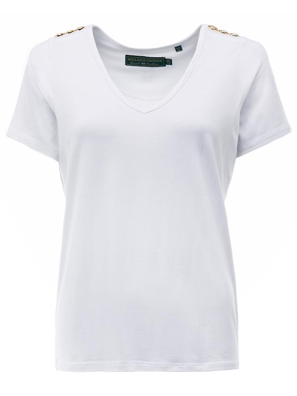 Holland Cooper Women's Relax Fit V-Neck Tee - White Product Image