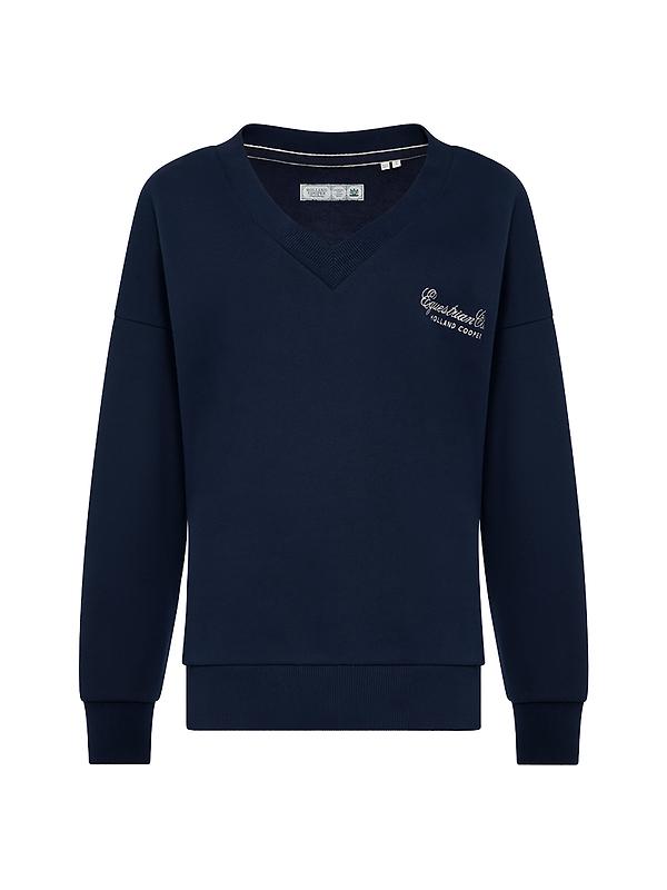 Holland Cooper Women's Relaxed Fit V-Neck Sweat - Ink Navy Ecru Image 1