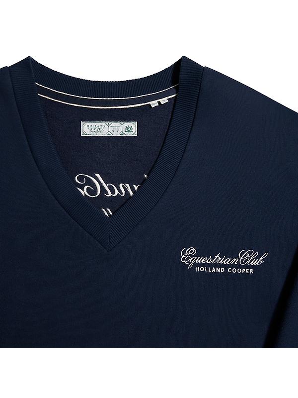 Holland Cooper Women's Relaxed Fit V-Neck Sweat - Ink Navy Ecru Image 8