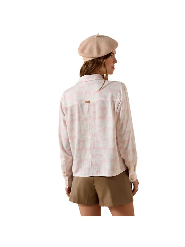 Ariat Women's Rudford Long Sleeve Shirt - Icy Pink Horse Print Image 2