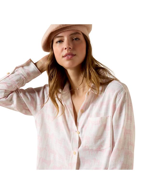 Ariat Women's Rudford Long Sleeve Shirt - Icy Pink Horse Print Image 4