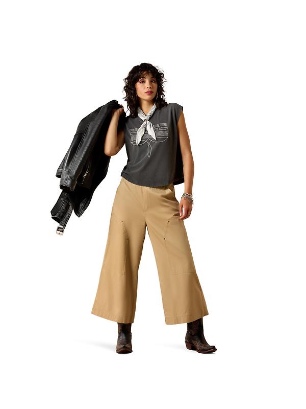 Ariat Women's Dallas Cropped Sleeveless T-Shirt - Charcoal Image 5