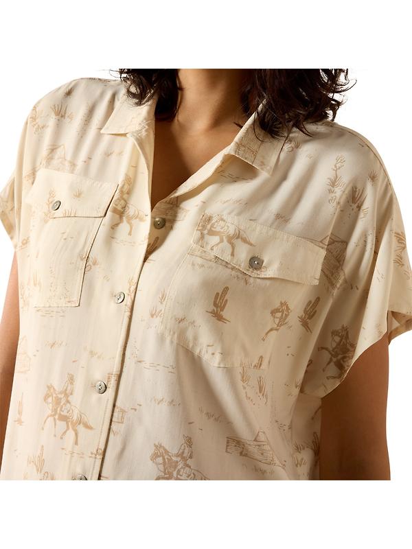 Ariat Women's Badlands Western Shirt - Turtledove Ranchscape Image 4