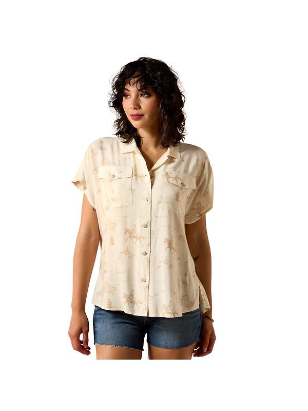 Ariat Women's Badlands Western Shirt - Turtledove Ranchscape Image 1