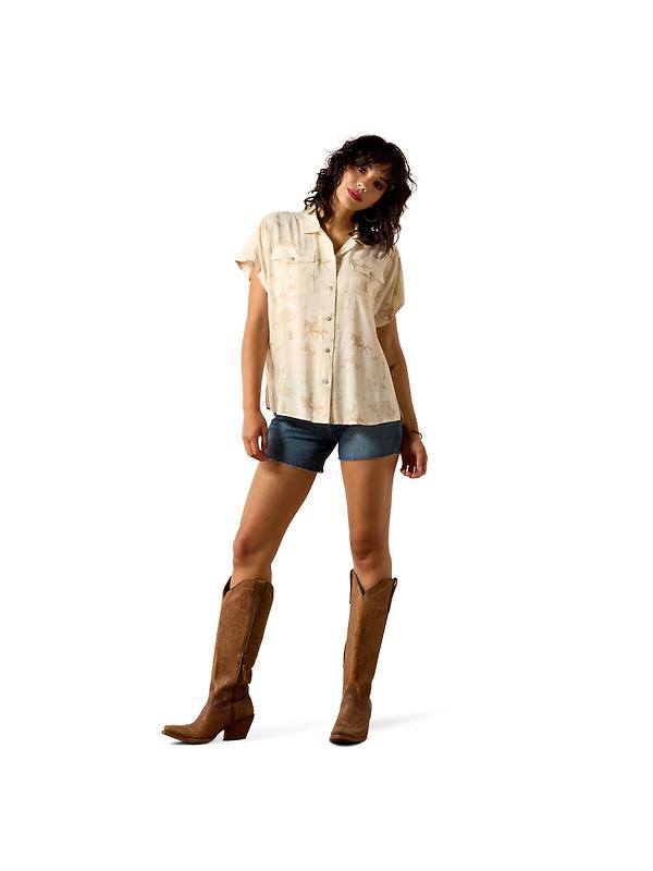 Ariat Women's Badlands Western Shirt - Turtledove Ranchscape Image 3