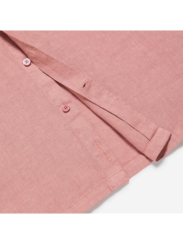 Oliver Sweeney Men's Somerton Garment Dyed Linen Short-Sleeved Shirt - Rosewood Image 3