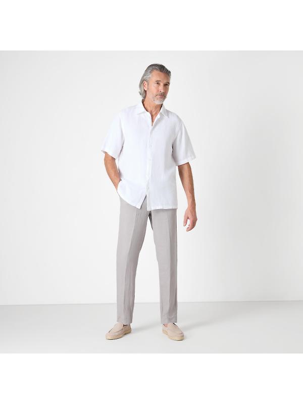 Oliver Sweeney Men's Somerton Short Sleeved Linen Shirt - White Image 6