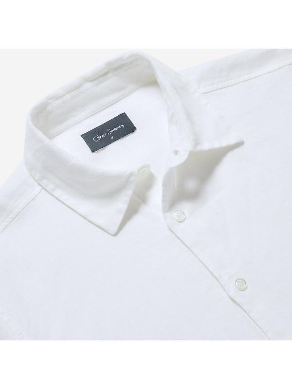 Oliver Sweeney Men's Somerton Short Sleeved Linen Shirt - White Image 2