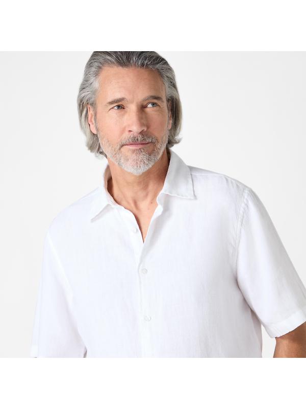 Oliver Sweeney Men's Somerton Short Sleeved Linen Shirt - White Image 5