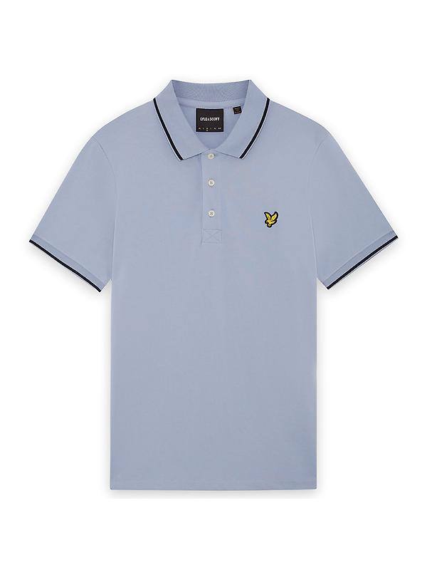 Lyle & Scott Men's Tipped Polo Shirt - Bubble Blue/Jet Black Image 1