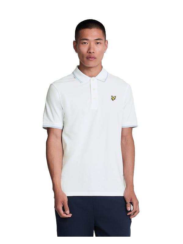Product image of Lyle & Scott Men's Tipped Polo Shirt - White/ Light Blue