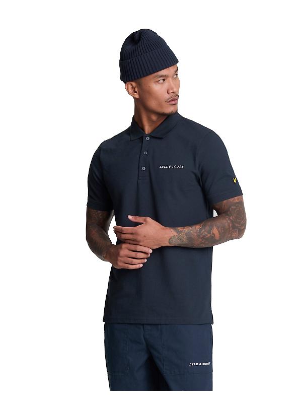 Product image of Lyle & Scott Men's Embroidered Polo Shirt - Dark Navy/ Cove