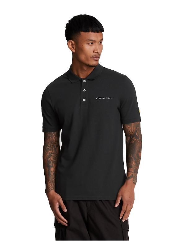 Product image of Lyle & Scott Men's Embroidered Polo Shirt - Jet Black/ White