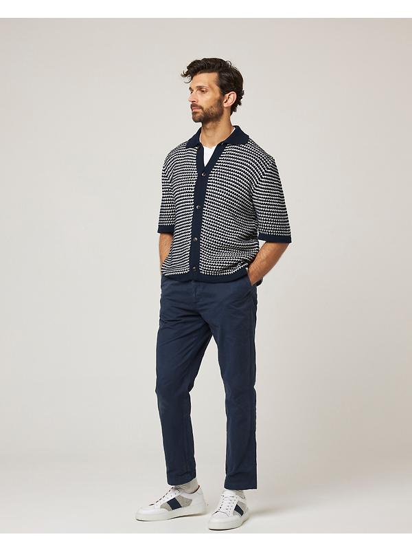 Peregrine Men's Island Crochet Shirt - Navy Image 3