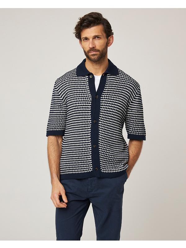 Peregrine Men's Island Crochet Shirt - Navy Image 2