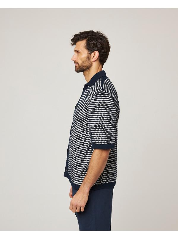 Peregrine Men's Island Crochet Shirt - Navy Image 5