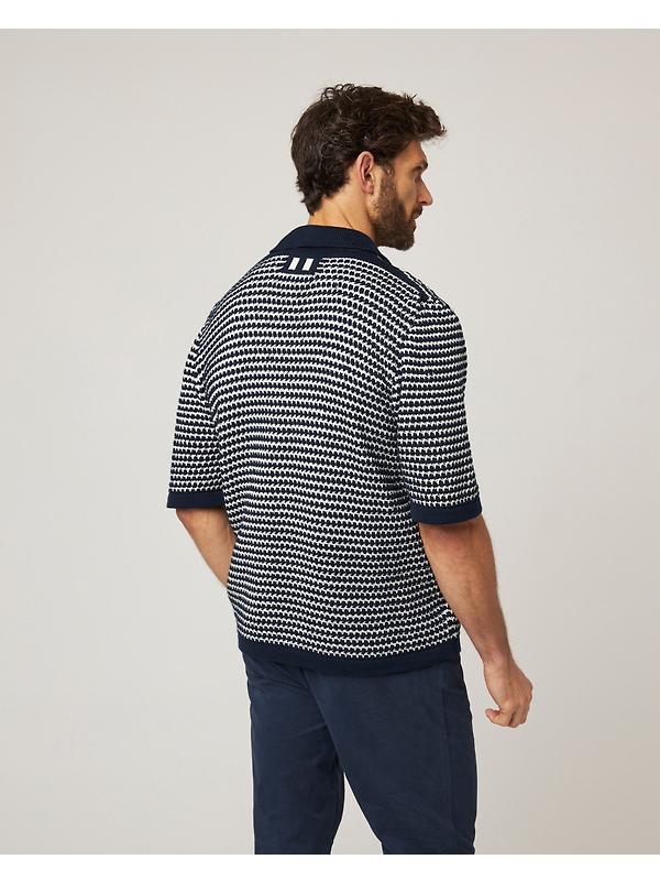 Peregrine Men's Island Crochet Shirt - Navy Image 6