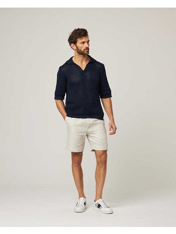 Peregrine Men's Island Crochet Polo Shirt - Navy Image 3