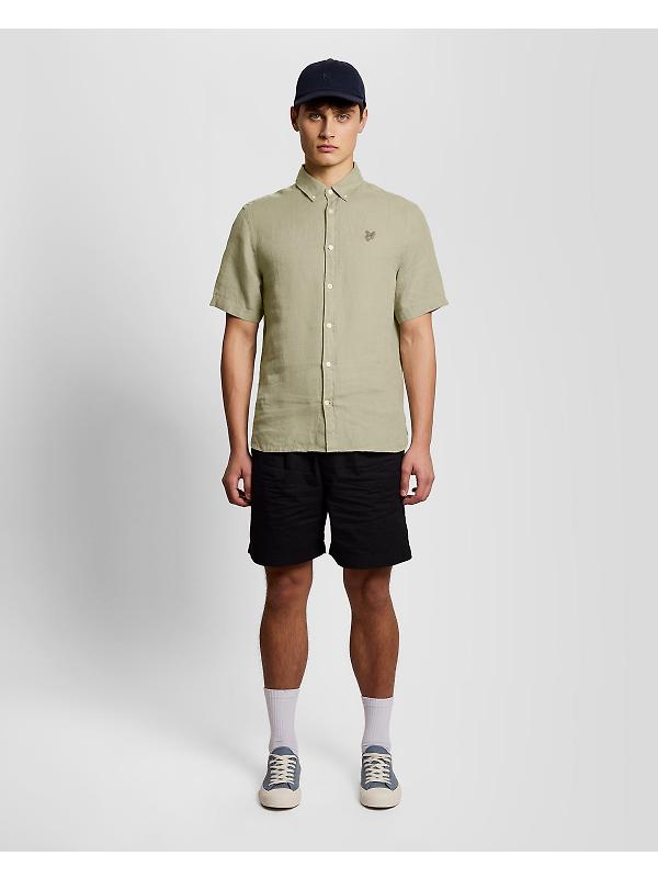 Lyle & Scott Men's Short Sleeve Linen Shirt - Seagrass Image 3
