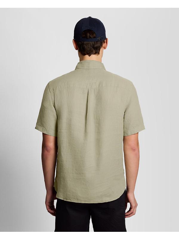 Lyle & Scott Men's Short Sleeve Linen Shirt - Seagrass Image 5