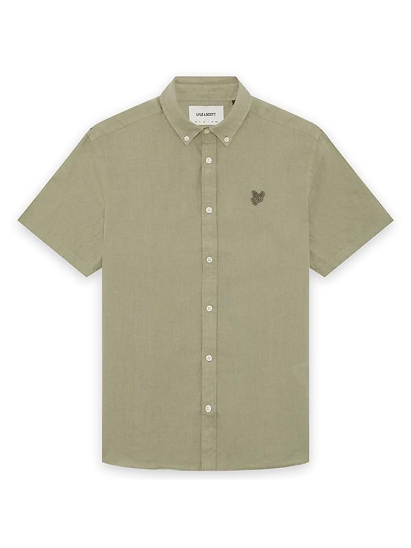Lyle & Scott Men's Short Sleeve Linen Shirt - Seagrass Image 1