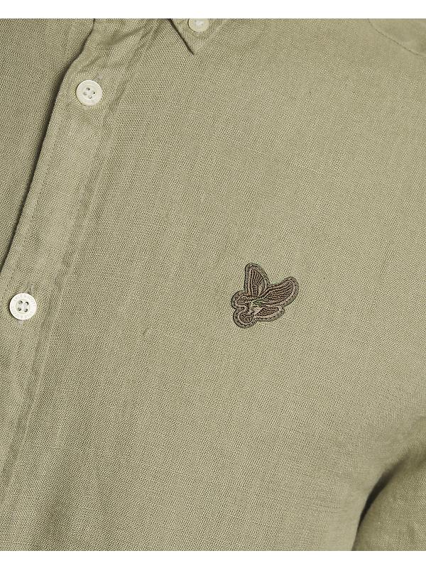 Lyle & Scott Men's Short Sleeve Linen Shirt - Seagrass Image 6