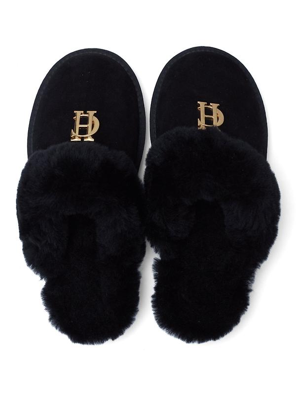 Holland Cooper Women's HC Shearling Slippers - Black Image 5
