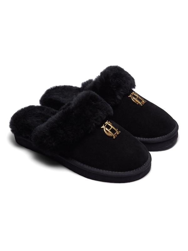 Holland Cooper Women's HC Shearling Slippers - Black Image 2