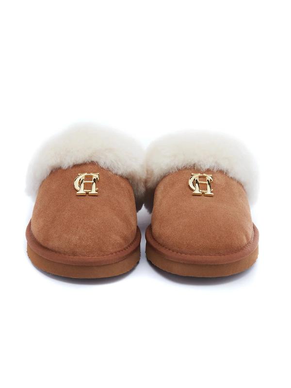 Holland Cooper Women's HC Shearling Slippers - Tan Image 3