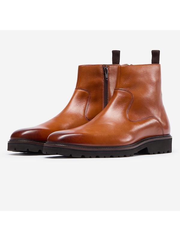 Oliver Sweeney Men's Swanley Antiqued Leather Zip Boots - Tan Image 2