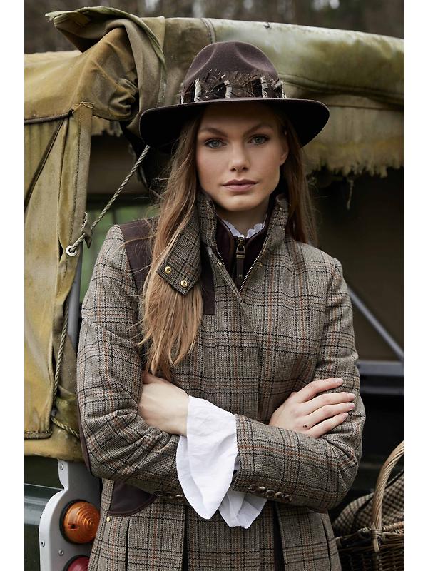 Holland Cooper Trilby Hat Iridescent Feather Band - Chocolate Image 2