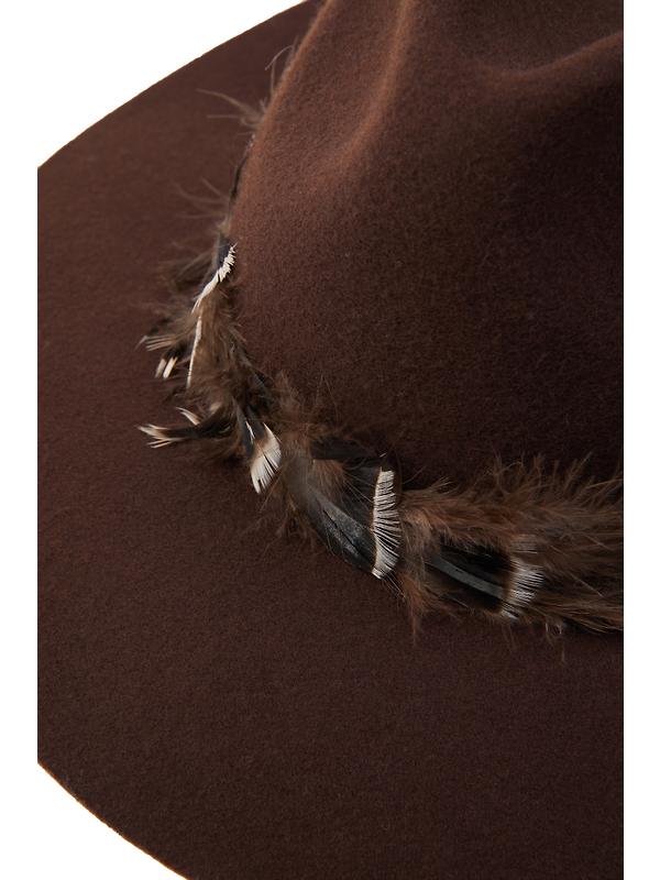 Holland Cooper Trilby Hat Iridescent Feather Band - Chocolate Image 7