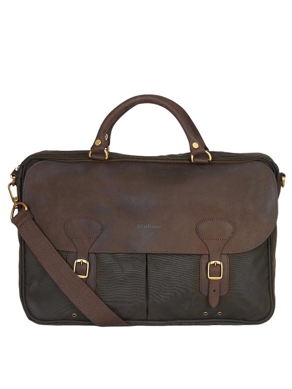 Product image of Barbour Wax Leather Briefcase - Olive