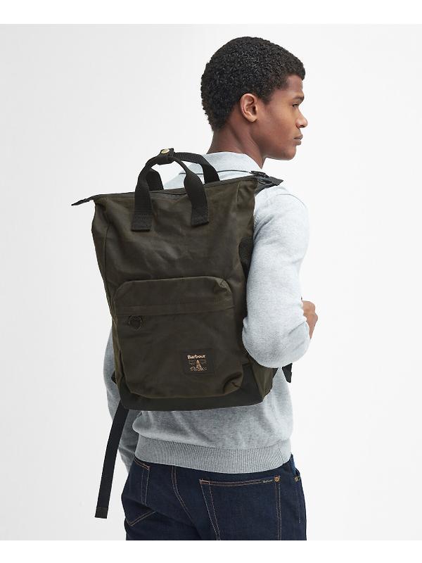 Barbour Field Wax Backpack - Olive/Black Image 2