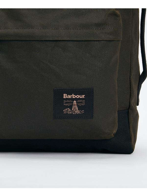 Barbour Field Wax Backpack - Olive/Black Image 4