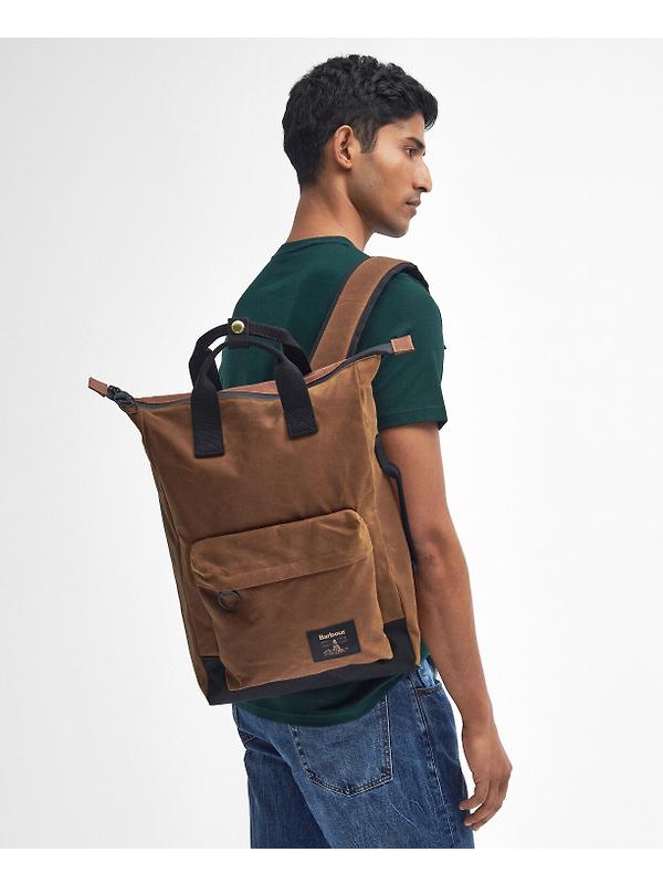 Barbour Field Wax Backpack - Tan/Black Image 2
